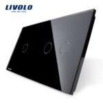 Panou intrerupator simplu+dublu cu touch Livolo din sticla - imagine 3