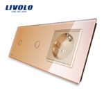 Intrerupator LIVOLO simplu+simplu cu touch si priza din sticla
