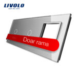Panou 2 intrerupatoare simple cu touch si priza Livolo din sticla