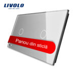 Panou intrerupator simplu+simplu cu touch Livolo din sticla