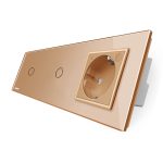 Intrerupator LIVOLO simplu+simplu ZigBee cu touch si priza din sticla ZigBee, Control de pe telefon