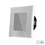 Intrerupator Dublu cu Variator si Touch din Sticla si Rama de Aluminiu LUXION, RF433