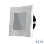 Intrerupator Dublu Cap Scara / Cruce cu Touch din Sticla si Rama de Aluminiu LUXION, RF433