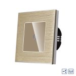 Intrerupator Simplu Cap Scara / Cruce cu Touch din Sticla si Rama de Aluminiu LUXION, RF433