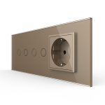 Intrerupator Dublu + Dublu + Priza LIVOLO cu Rama Din Sticla, Standard Italian, 6M