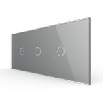 Intrerupator Simplu + Simplu + Simplu cu Touch LIVOLO cu Rama Din Sticla, Standard Italian, 6M