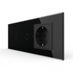 Intrerupator Simplu + Simplu + Priza LIVOLO cu Rama Din Sticla, Standard Italian, 6M