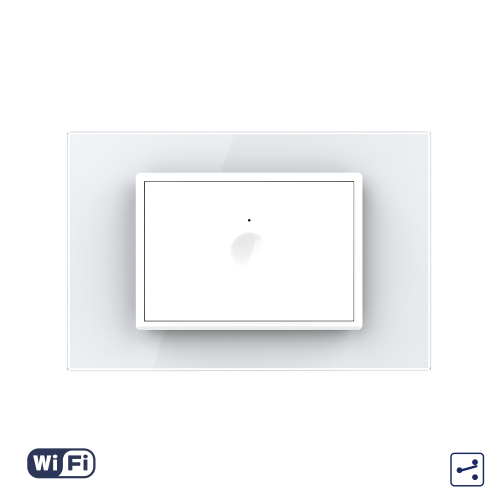 001-in1-22-1.jpg Intrerupator Simplu Cap Scara / Cruce Wi-Fi cu Touch LIVOLO cu Rama din Sticla, standard italian – Serie Noua - imagine 1