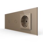 Intrerupator Simplu + Simplu + Priza LIVOLO cu Rama Din Sticla, Standard Italian, 6M