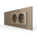 Intrerupator Simplu + 2 Prize LIVOLO cu Rama Din Sticla, Standard Italian, 6M