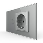 Intrerupator Simplu + Priza LIVOLO cu Rama Din Sticla, Standard Italian, 4M