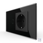 Intrerupator Simplu Cap Scara / Cruce + Priza LIVOLO cu Rama Din Sticla, Standard Italian, 4M