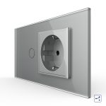 Intrerupator Simplu Cap Scara / Cruce + Priza LIVOLO cu Rama Din Sticla, Standard Italian, 4M