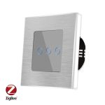 Intrerupator Triplu cu Touch din Sticla si Rama de Aluminiu LUXION, Protocol ZigBee