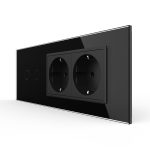 Intrerupator Dublu + 2 Prize LIVOLO cu Rama Din Sticla, Standard Italian, 6M