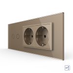 Intrerupator Dublu Cap Scara / Cruce + 2 Prize LIVOLO cu Rama Din Sticla, Standard Italian, 6M