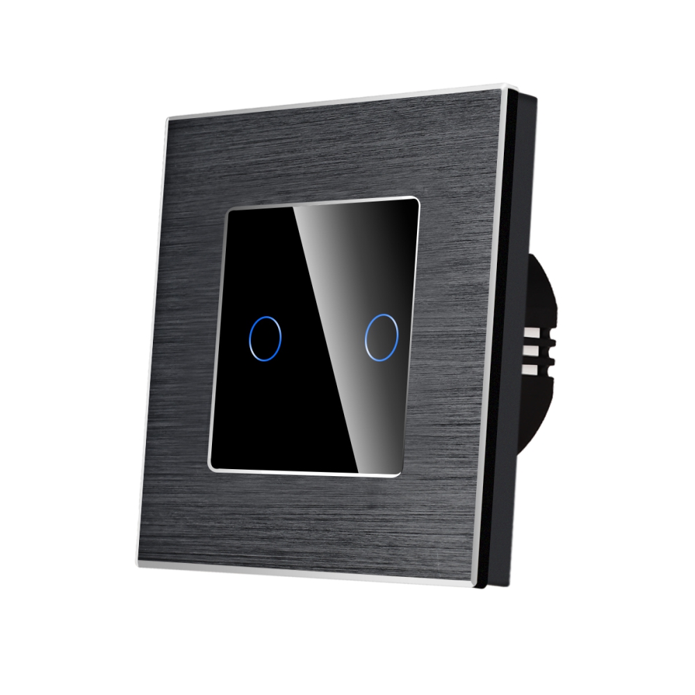 001-in1-69.jpg Intrerupator Dublu cu Touch din Sticla si Rama de Aluminiu LUXION - imagine 1