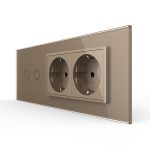 Intrerupator Dublu + 2 Prize LIVOLO cu Rama Din Sticla, Standard Italian, 6M