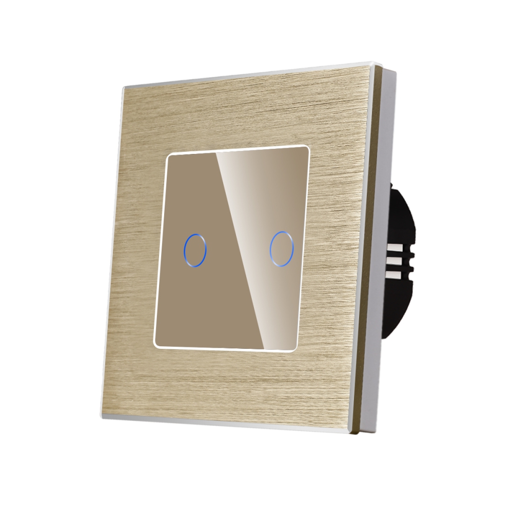 001-in1-71.jpg Intrerupator Dublu cu Touch din Sticla si Rama de Aluminiu LUXION - imagine 1