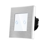 Intrerupator Dublu cu Touch din Sticla si Rama de Aluminiu LUXION, 500W