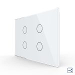 Intrerupator cvadruplu cap scara / cruce cu touch Livolo din sticla, standard Italian - Serie noua