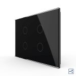 Intrerupator cvadruplu cap scara / cruce cu touch Livolo din sticla, standard Italian - Serie noua