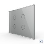 Intrerupator cvadruplu cap scara / cruce cu touch Livolo din sticla, standard Italian - Serie noua