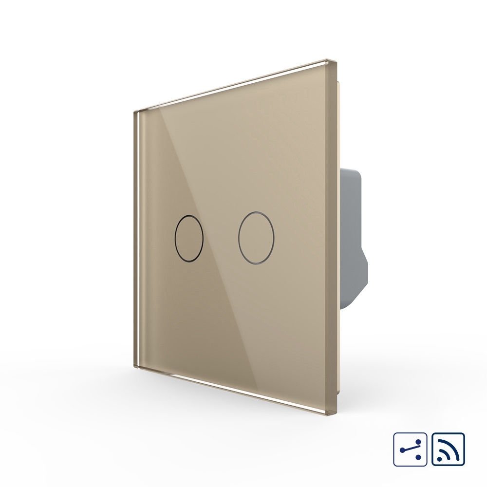 001-intrerupator-dublu-auriu.jpg Intrerupator Dublu Cap Scara / Cruce Wireless cu Touch LIVOLO - Serie Noua - imagine 1