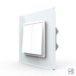 Intrerupator Dublu Mecanic Cap Cruce LIVOLO cu Rama din Sticla - Serie Noua