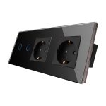 Intrerupator Dublu + 2 Prize cu Rama din Sticla LUXION