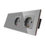 Intrerupator Dublu + 2 Prize cu Rama din Sticla LUXION