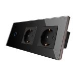 Intrerupator Simplu + 2 Prize cu Rama din Sticla LUXION