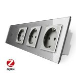 Intrerupator simplu ZigBee + Priza tripla LIVOLO ZigBee cu touch din sticla, Control de pe telefon