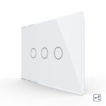 Intrerupator triplu cap scara / cruce cu touch Livolo din sticla, standard italian - Serie noua