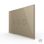 Intrerupator triplu cap scara / cruce cu touch Livolo din sticla, standard italian - Serie noua