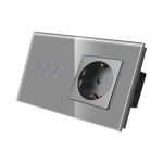 Intrerupator Triplu + Priza cu Rama din Sticla LUXION