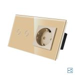 Intrerupator Dublu Cap Scara / Cruce + Priza cu Rama din Sticla LUXION, Serie A