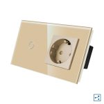 Intrerupator Simplu Cap Scara / Cruce + Priza cu Rama din Sticla LUXION, Serie A