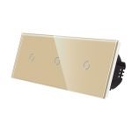 Intrerupator Simplu + Simplu + Simplu cu Touch din Sticla LUXION