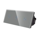 Intrerupator Simplu + Simplu + Simplu cu Touch din Sticla LUXION