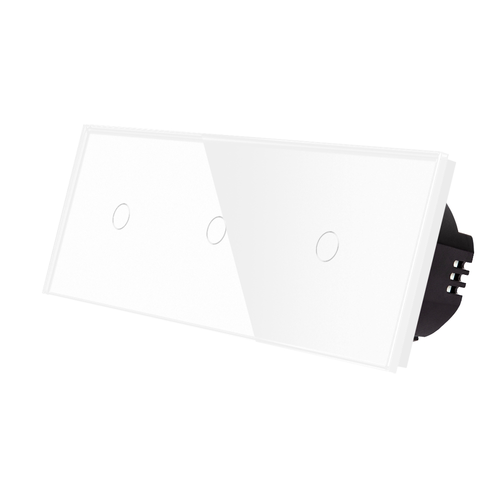 001-luxion-lx-st-101-101-101-w-alb.jpg Intrerupator Simplu + Simplu + Simplu cu Touch din Sticla LUXION - imagine 1