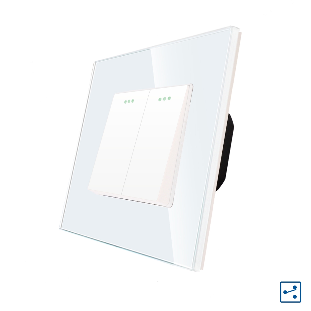 001-luxion-rama-din-sticla-lx-mp005gf-w-alb.jpg Intrerupator Dublu Cap Scara Mecanic LUXION cu Rama din Sticla - imagine 1