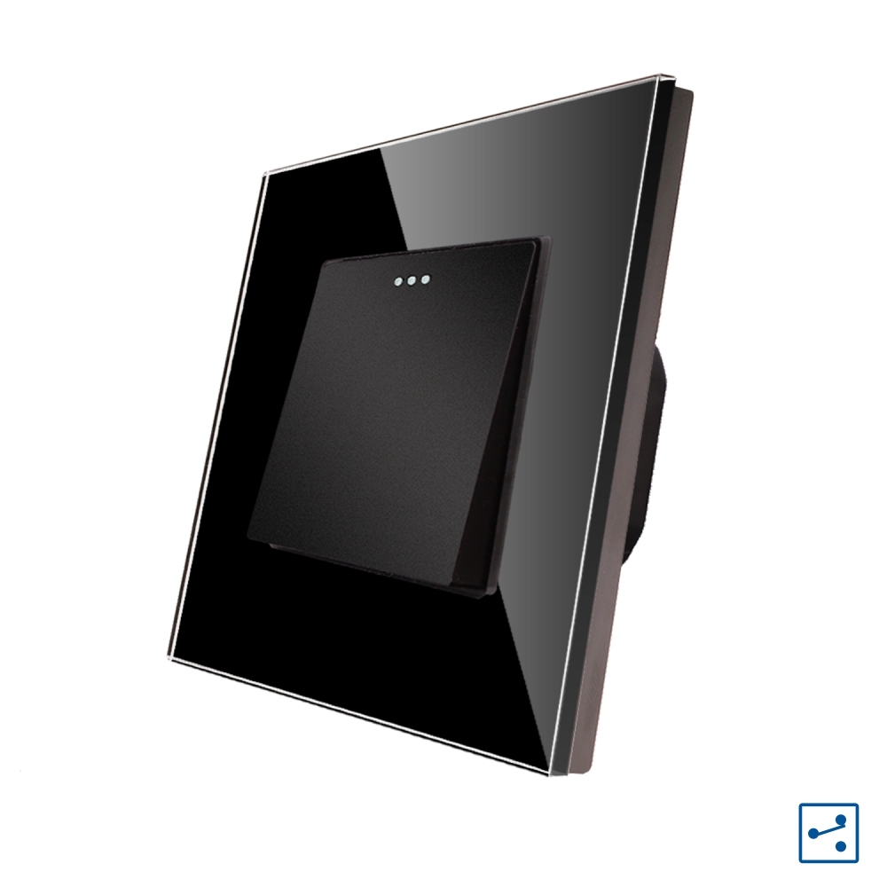 001-lx-mp002gf-b-negru.jpg Intrerupator Simplu Cap Scara Mecanic LUXION cu Rama din Sticla - imagine 1