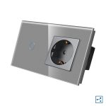 Intrerupator Simplu Cap Scara / Cruce + Priza cu Rama din Sticla LUXION, Serie A