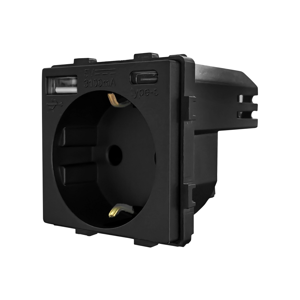 001-modul-priza-simplausb-ac-luxion-fara-rama-sticla-lx-mp010ub-negru.jpg Modul Priza Simpla + USB-A + USB-C LUXION - imagine 1