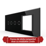 Panou Intrerupator Dublu + Dublu cu Priza LIVOLO din Sticla, Standard Italian - 6/7M