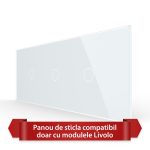 Panou Intrerupator Simplu + Simplu + Simplu cu Touch LIVOLO din Sticla, Standard Italian - 6/7M