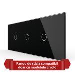 Panou Intrerupator Simplu + Simplu + Simplu cu Touch LIVOLO din Sticla, Standard Italian - 6/7M