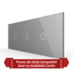 Panou Intrerupator Simplu + Simplu + Simplu cu Touch LIVOLO din Sticla, Standard Italian - 6/7M