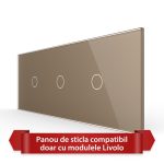 Panou Intrerupator Simplu + Simplu + Simplu cu Touch LIVOLO din Sticla, Standard Italian - 6/7M